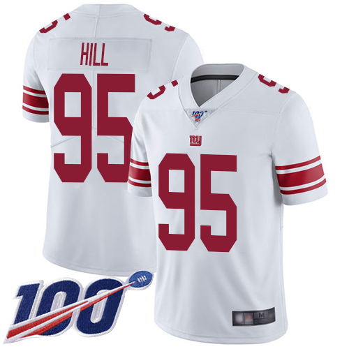 Men New York Giants #95 B.J. Hill White Vapor Untouchable Limited Player 100th Season Football NFL Jersey
